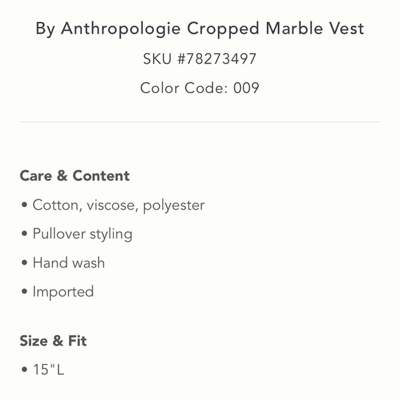 ✨ Anthropologie Cropped Marble Vest - Picture 5 of 5